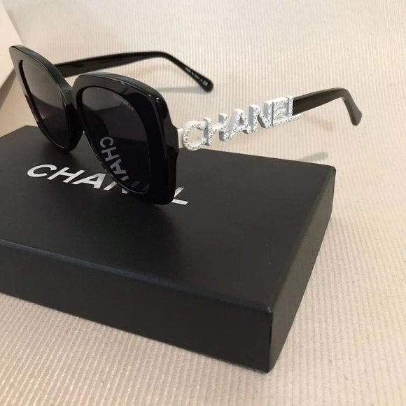 Chanel black oval sunglasses
